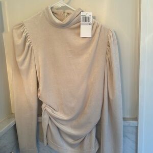 BRAND NEW Super cute A.L.C. Beige Blouse - never worn, tags on, ruching detail
